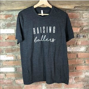 Raising Ballers Gray T-Shirt Baseball Mom Tee